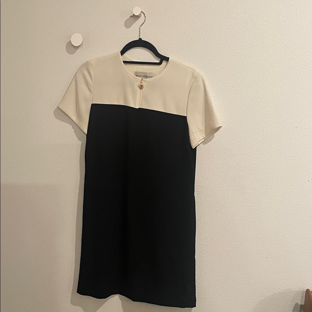 Evan Picone Black and Cream Mini Dress